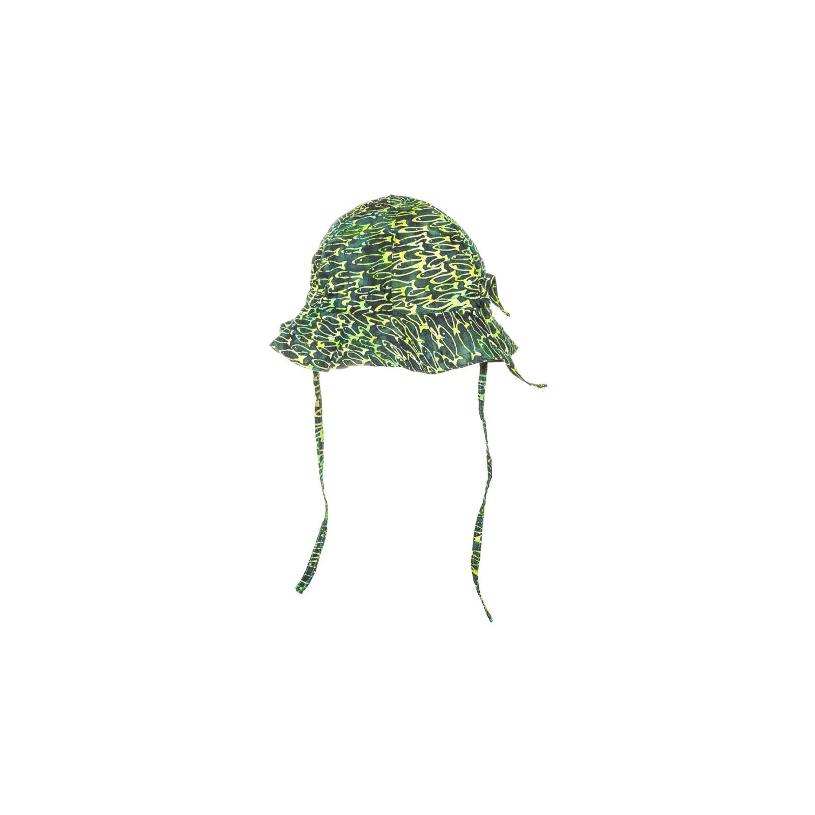 Chapeau de soleil bébé coton réglable vert à poisson