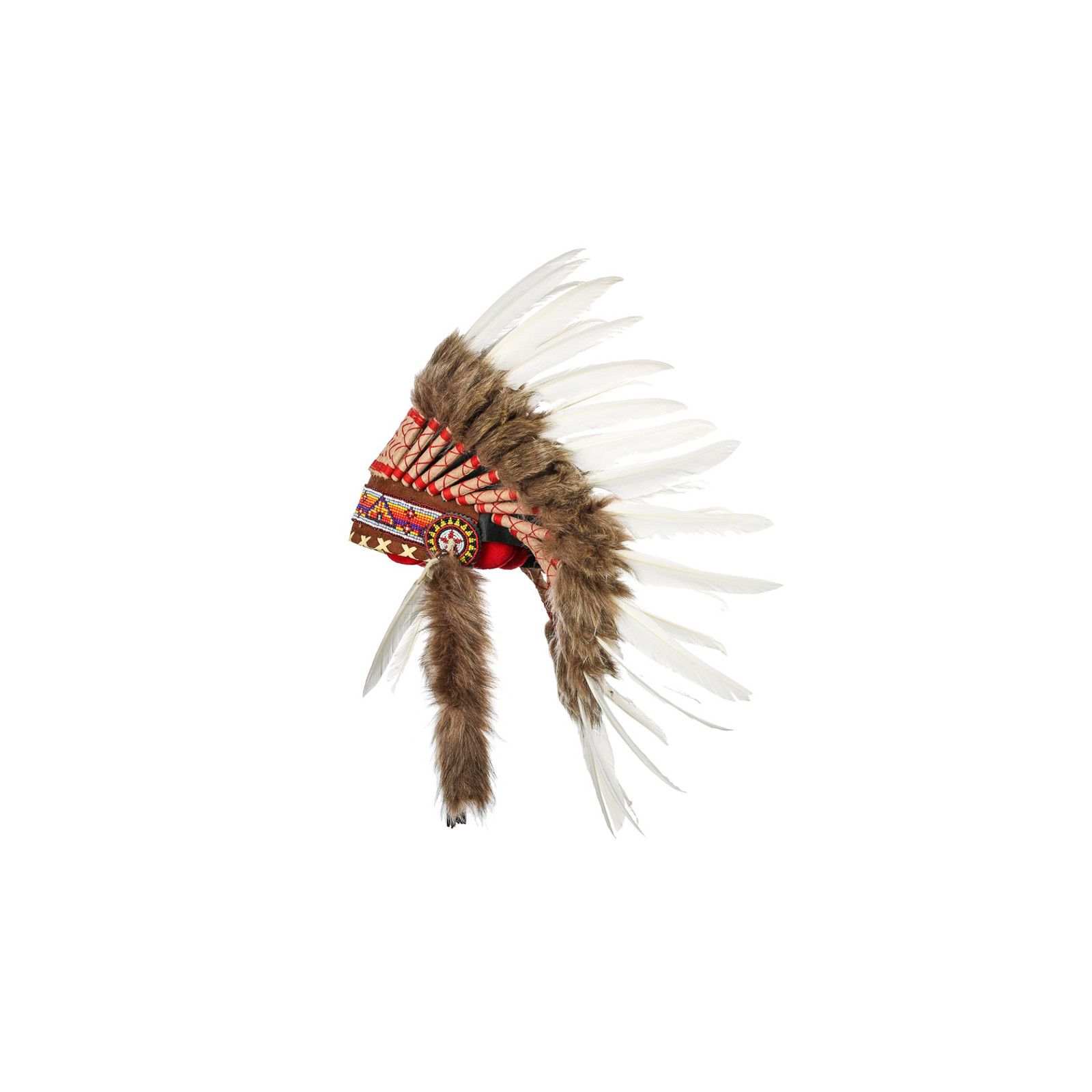 Coiffe indienne blanche vraies plumes