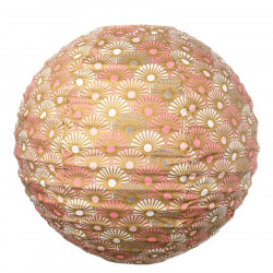 Lampion tissu boule japonaise rond rose et or - Bibop et Lula