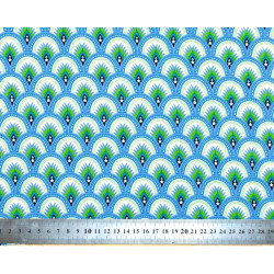Tissu coton bleu et vert - Bibop et Lula