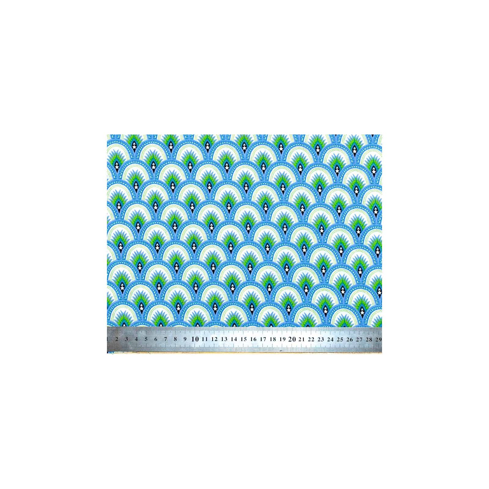 Tissu coton bleu et vert - Bibop et Lula