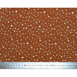 Tissu coton au mètre marron chocolat et étoiles bleues