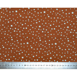Tissu coton au mètre marron chocolat et étoiles bleues - Bibop et Lula
