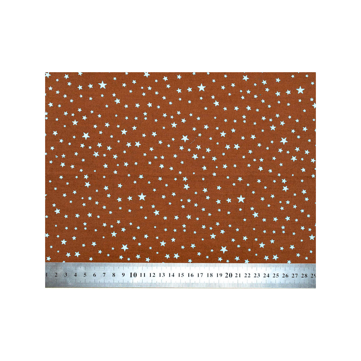 Tissu coton au mètre marron chocolat et étoiles bleues - Bibop et Lula