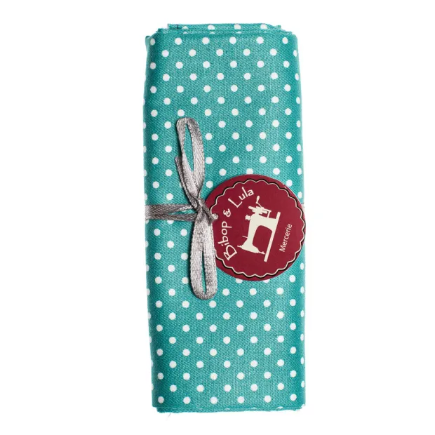 Coupon tissu Pois turquoise