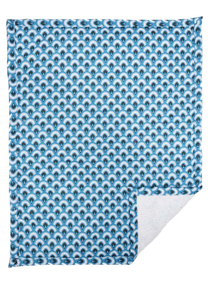 Couverture Plaid Bebe Laine Et Coton Bleu Et Blanche