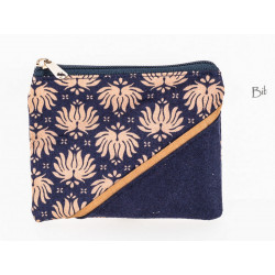 Petit porte-monnaie zippé bleu et écru - Bibop et Lula