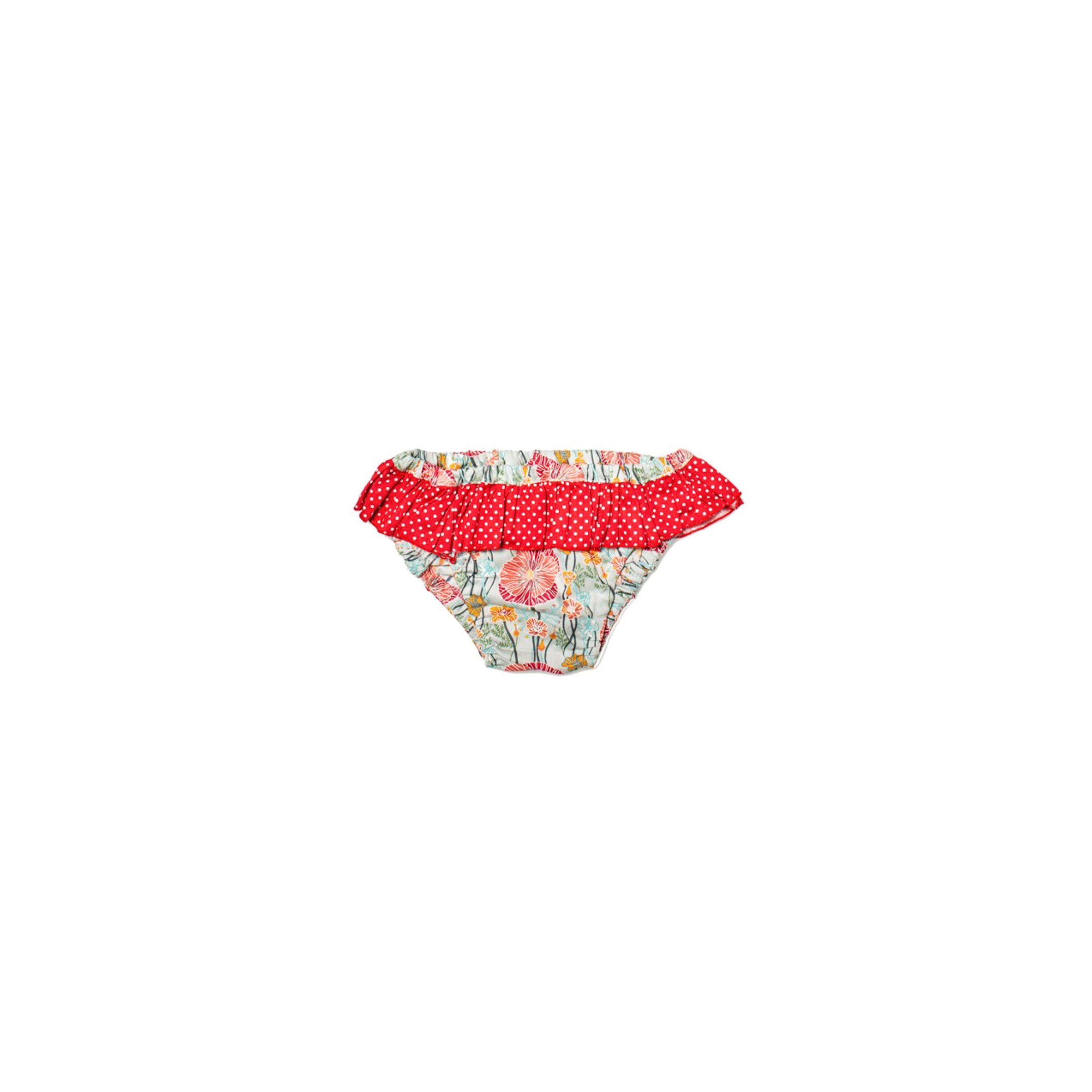 Culotte de bain fille 2-4 ans bleu clair et coquelicot rouge