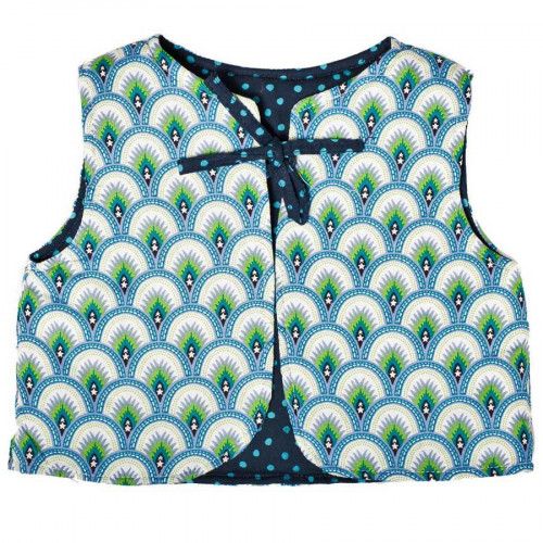 Gilet réversible bébé 0-3 ans bleu et vert - Bibop et Lula