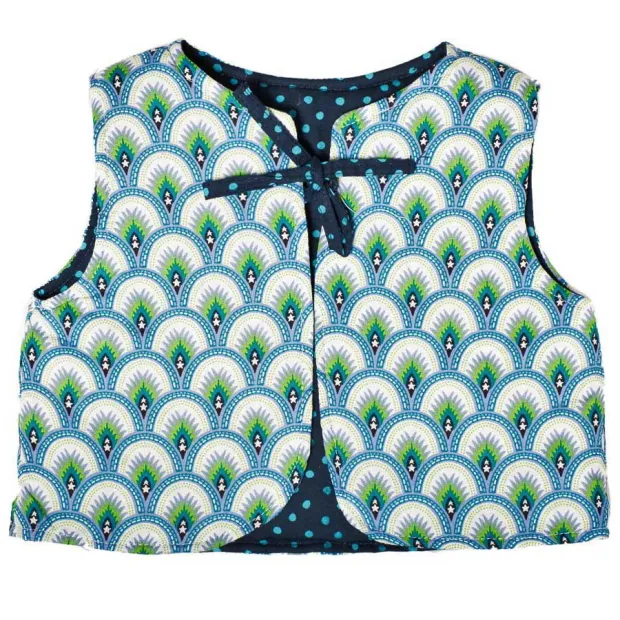 Gilet réversible bébé 0-3 ans bleu et vert