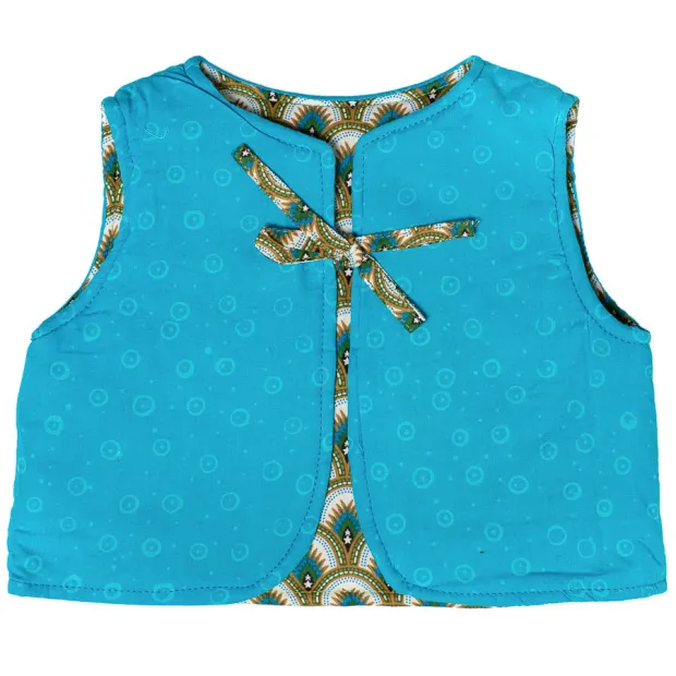 Gilet réversible bébé 0-3 ans bleu et vert kaki