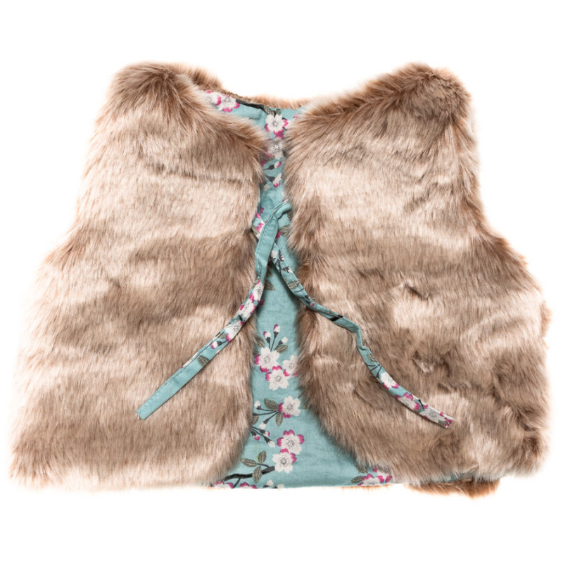 Gilet Reversible Bebe 0 3 Ans Fausse Fourrure Taupe