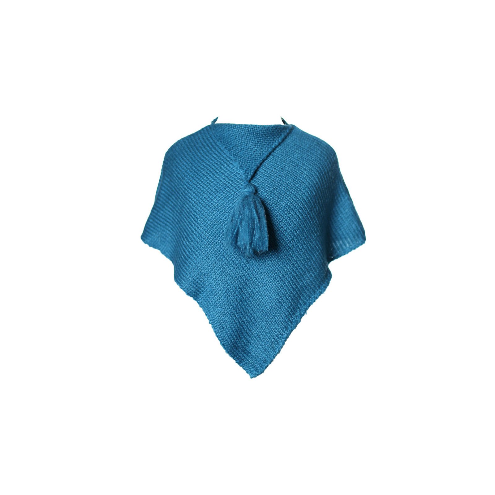 Poncho laine bébé bleu canard