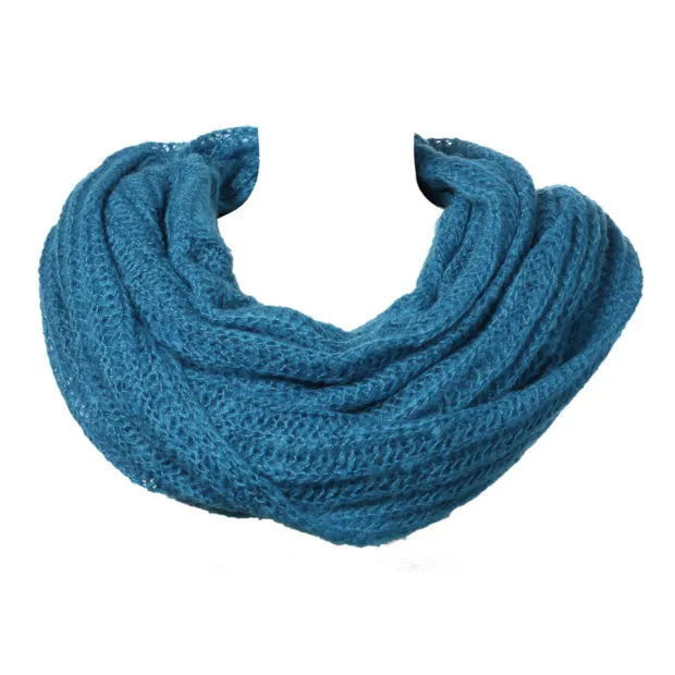 Grand snood tour de cou laine bleu canard