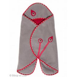 Couverture nomade polaire bébé 0-12 mois gris et rouge - Bibop et Lula