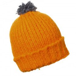 Bonnet laine pompon adulte orange soleil
