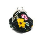 Petit porte-monnaie bourse à clip rétro noir à fleurs colorées - Bibop et Lula
