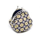 Petit porte-monnaie bourse à clip rétro jaune et bleu marine - Bibop et Lula