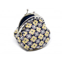 Petit porte-monnaie bourse à clip rétro jaune et bleu marine - Bibop et Lula