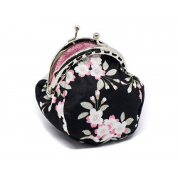 Petit porte-monnaie bourse à clip rétro noir et rose à fleurs - Bibop et Lula