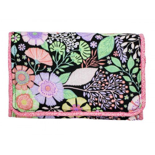 Pochette à barrettes bijoux fille rose noir et fleurs - Bibop et Lula