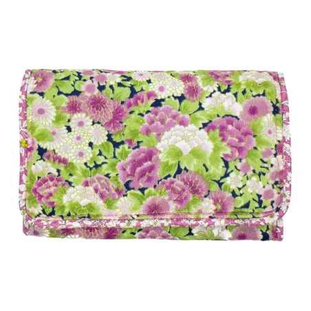 Pochette à barrettes bijoux fille fleurs rose et vert pomme