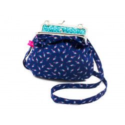 Petit sac rétro à clip coton bleu et perroquet - Bibop et Lula