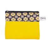 Petit porte-monnaie vegan zippé jaune et motifs bleus - Bibop et Lula