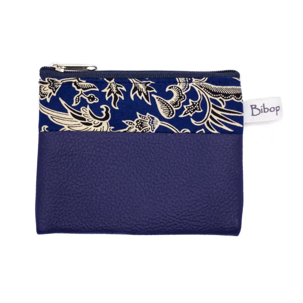 Petit porte-monnaie vegan zippé bleu