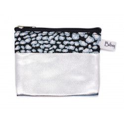 Petit porte-monnaie vegan zippé gris argent silver - Bibop et Lula