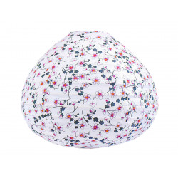 Lampion tissu boule japonaise goutte blanc et fleurs de cerisiers - Bibop et Lula