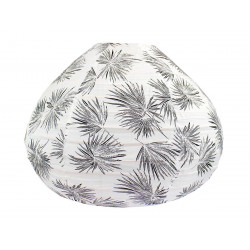 Lampion tissu boule japonaise goutte blanc et feuilles palmier noir - Bibop et Lula