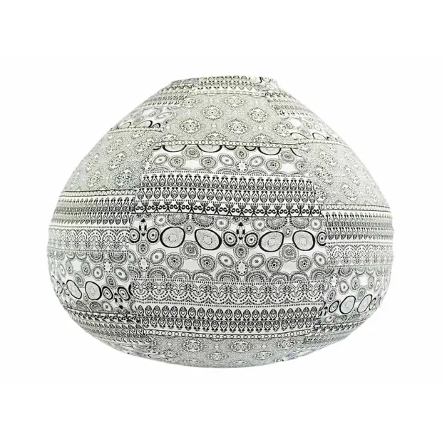 Lampion tissu boule japonaise goutte blanc et noir