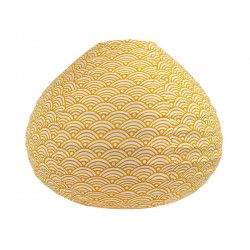 Lampion tissu boule japonaise goutte blanc et jaune moutarde - Bibop et Lula