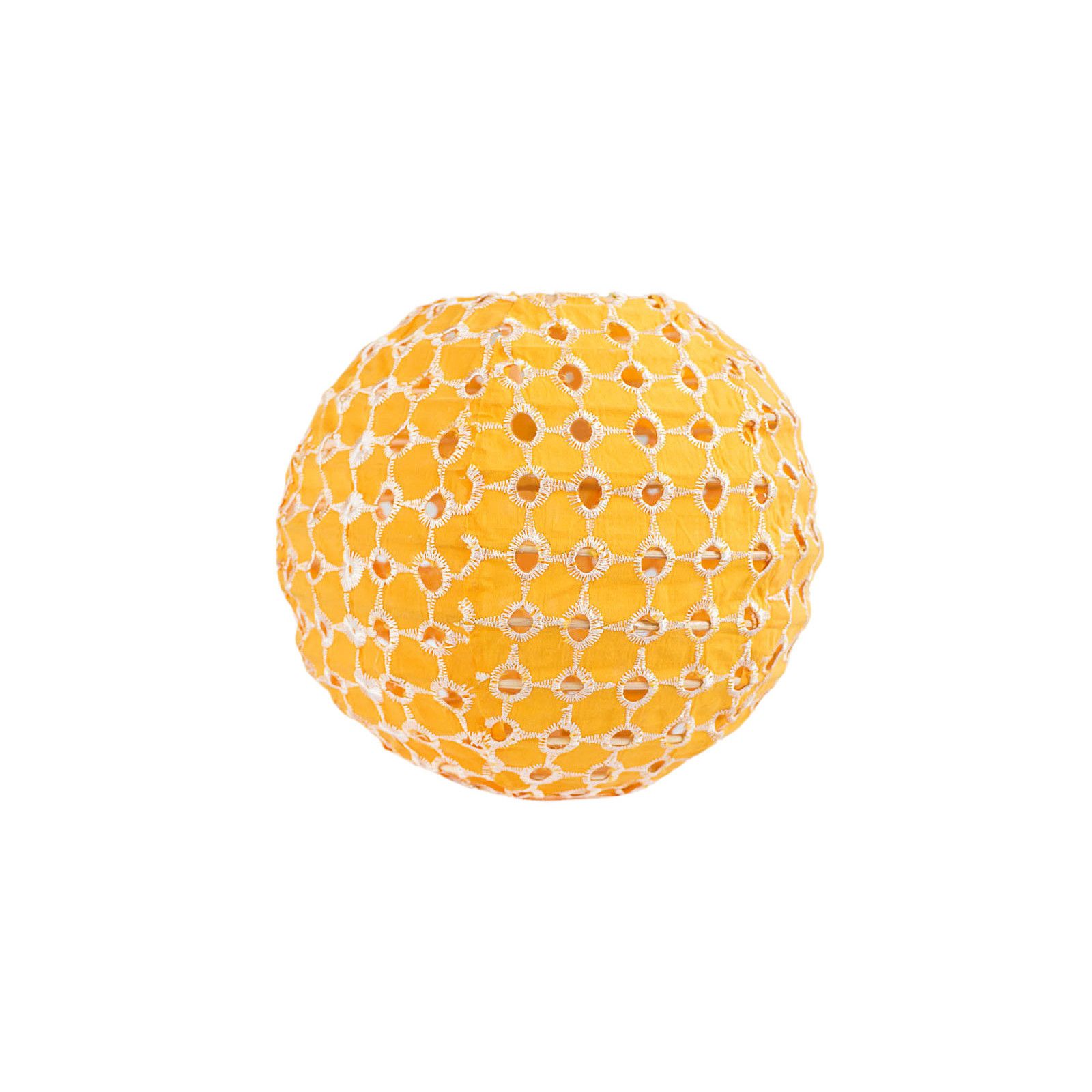 Lampion tissu boule japonaise mini rond jaune ajouré