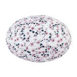 Lampion tissu boule japonaise ovale blanc et fleurs cerisiers