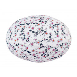 Lampion tissu boule japonaise ovale blanc et fleurs cerisiers - Bibop et Lula