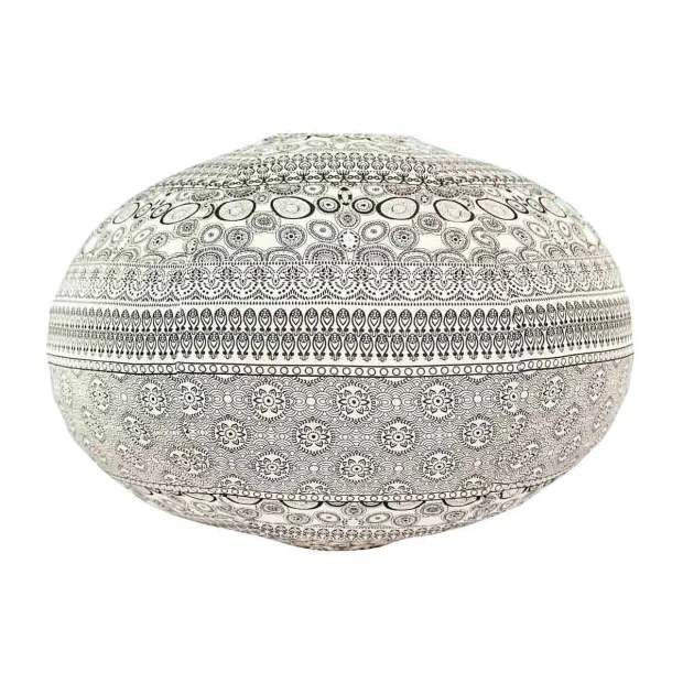 Lampion tissu boule japonaise ovale blanc et noir