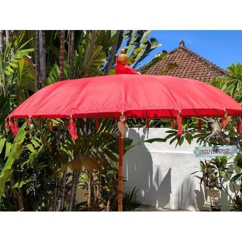 Parasol balinais toile polyester rouge - Bibop et Lula