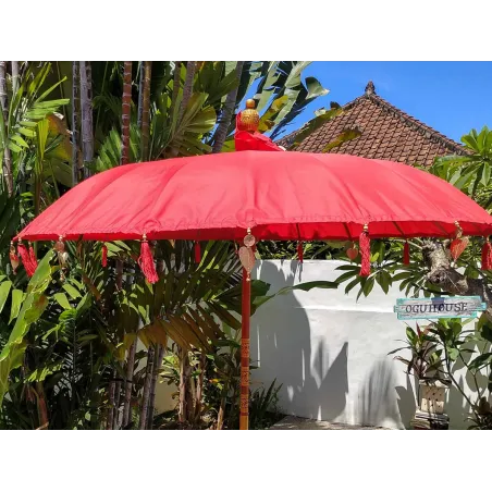 Parasol balinais toile polyester rouge