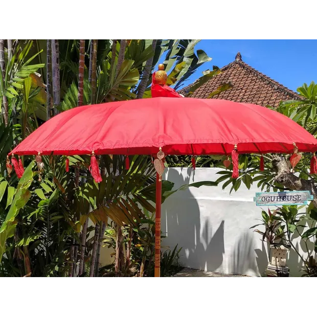 Parasol balinais toile polyester rouge