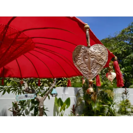 Parasol balinais toile polyester rouge