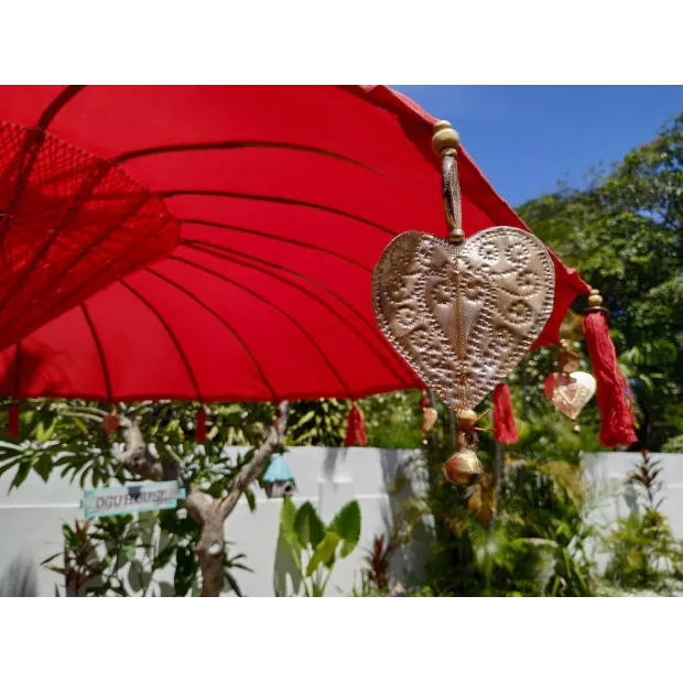 Parasol balinais toile polyester rouge