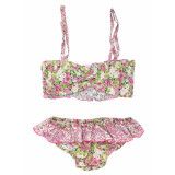 Bikini maillot de bain coton fille 4-10 ans vert pomme et rose pastel - Bibop et Lula