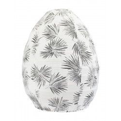 Lampion tissu boule japonaise ruche blanc et feuilles noires - Bibop et Lula