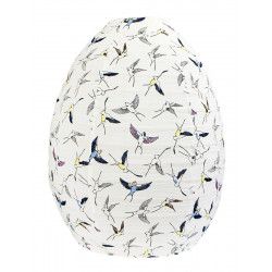 Lampion tissu boule japonaise ruche blanc et oiseaux hirondelles - Bibop et Lula