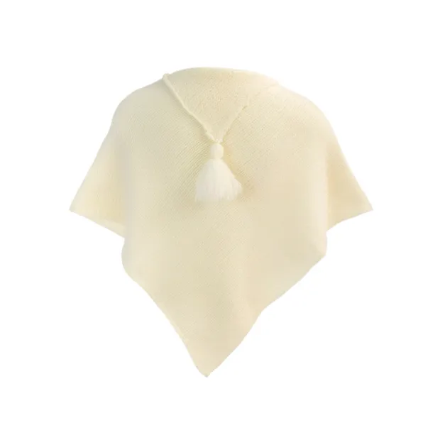 Poncho laine bébé blanc