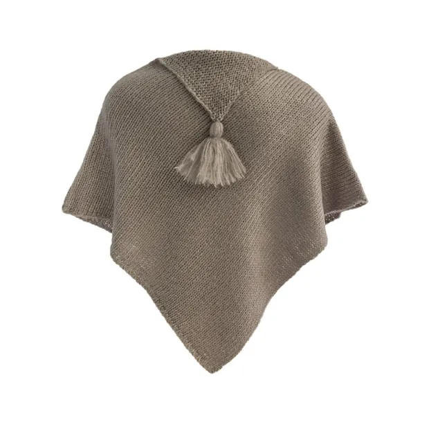 Poncho laine bébé taupe