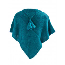 Poncho laine bébé bleu turquoise