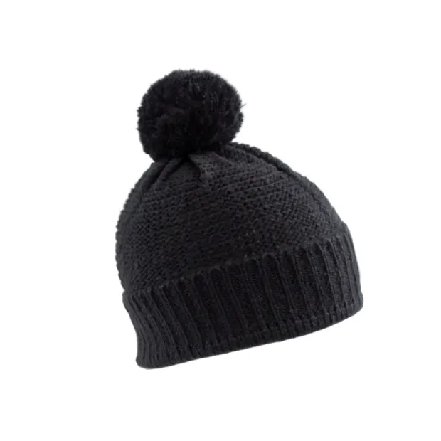 Bonnet laine pompon adulte noir